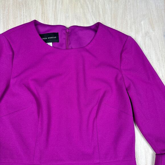 NWT Donna Morgan Fuchsia Bell Sleeve Office Cocktail Vibrant Sheath Dress 8 - Picture 3 of 16